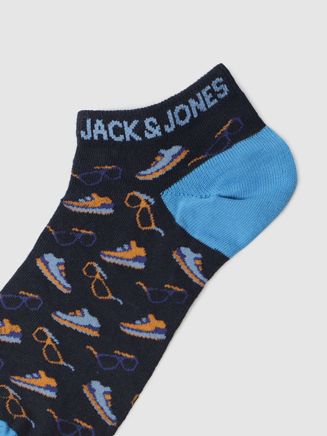 Blue Sunglasses And Sneakers Print Ankle Length Socks