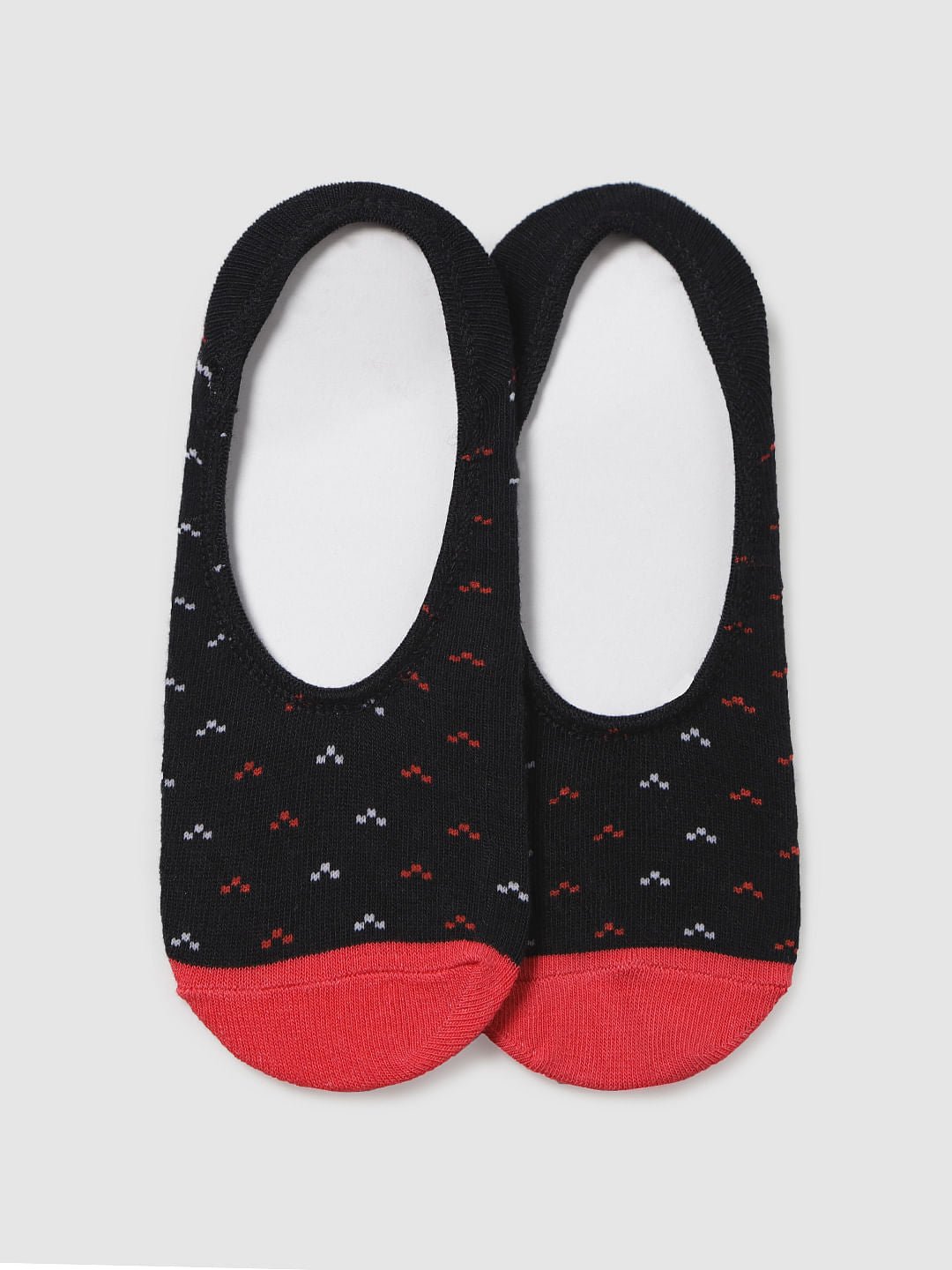 Black Printed No Show Socks - ONE