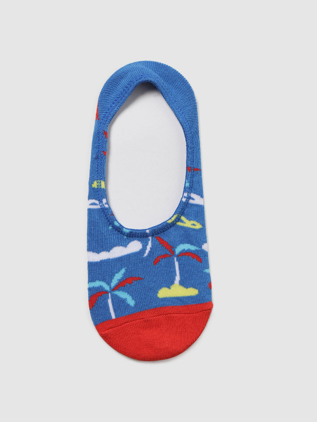 Blue Printed No Show Socks - ONE