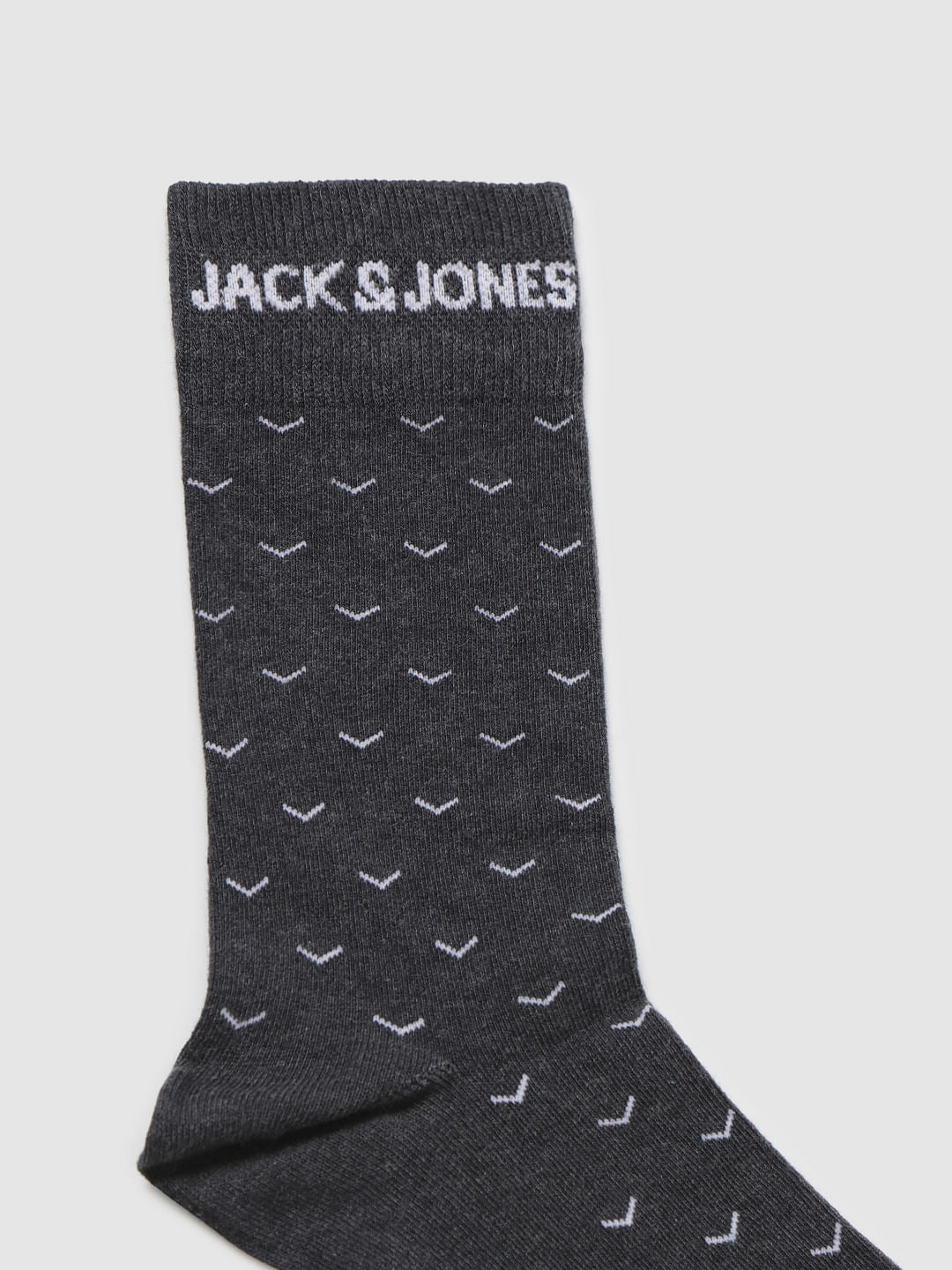 Dark Grey Printed Mid Calf Length Socks