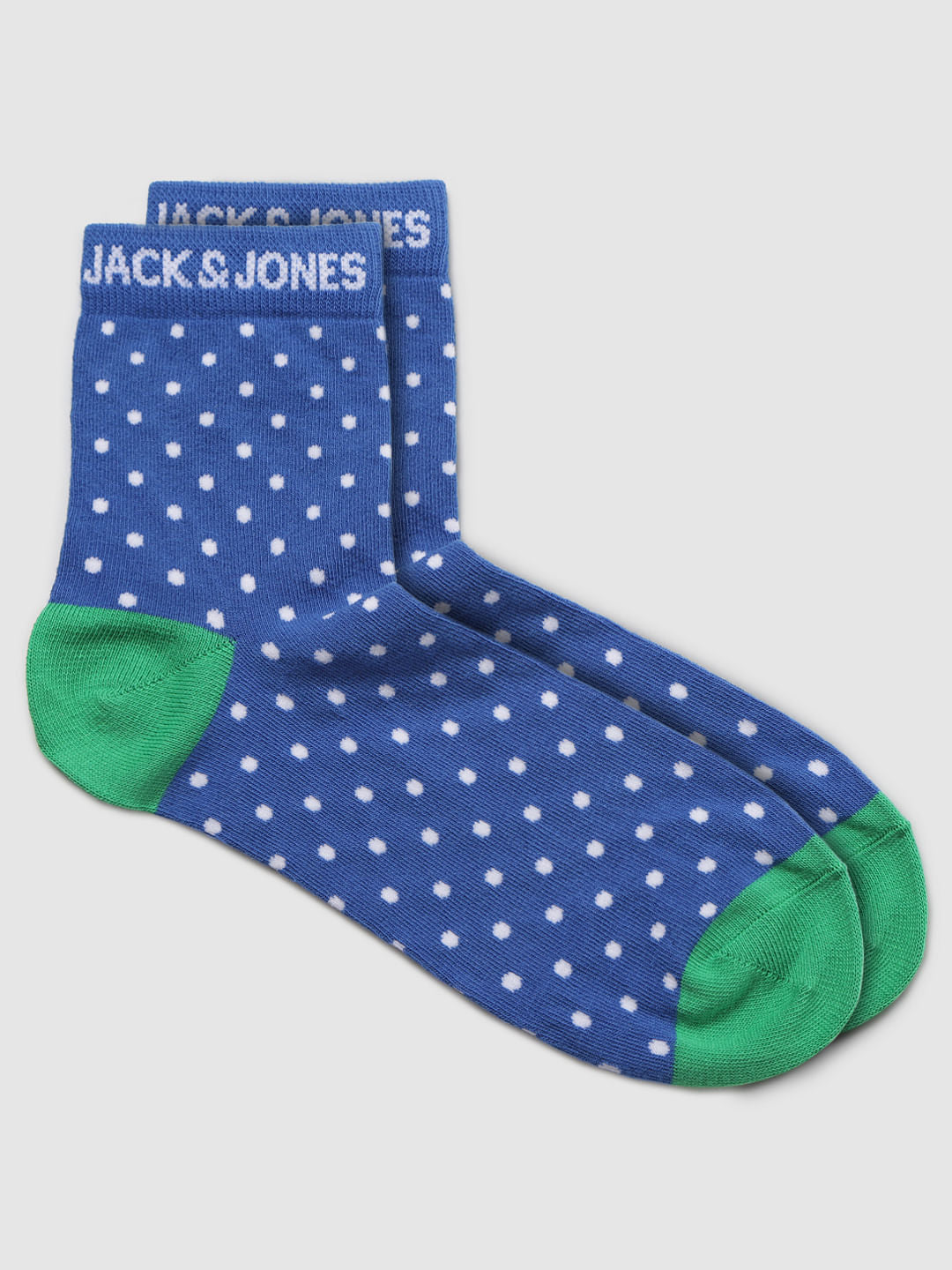 Blue All Over Polka Dot Print Mid Calf Length Socks