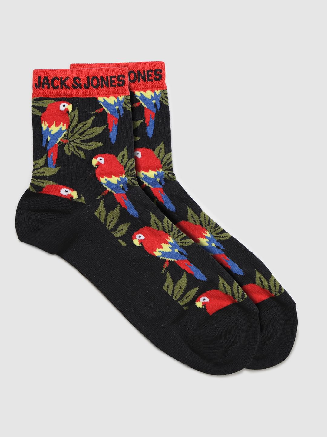 Red Parrot Graphic Print Mid Calf Length Socks