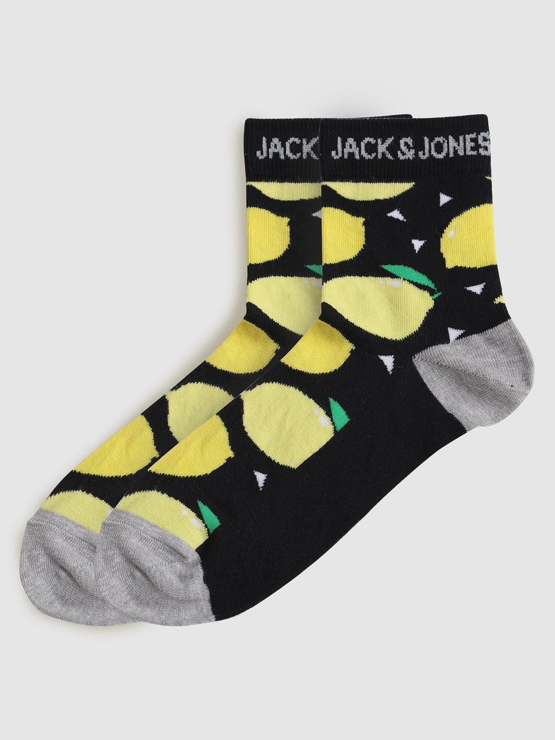 Black Printed Mid Calf Length Socks - ONE
