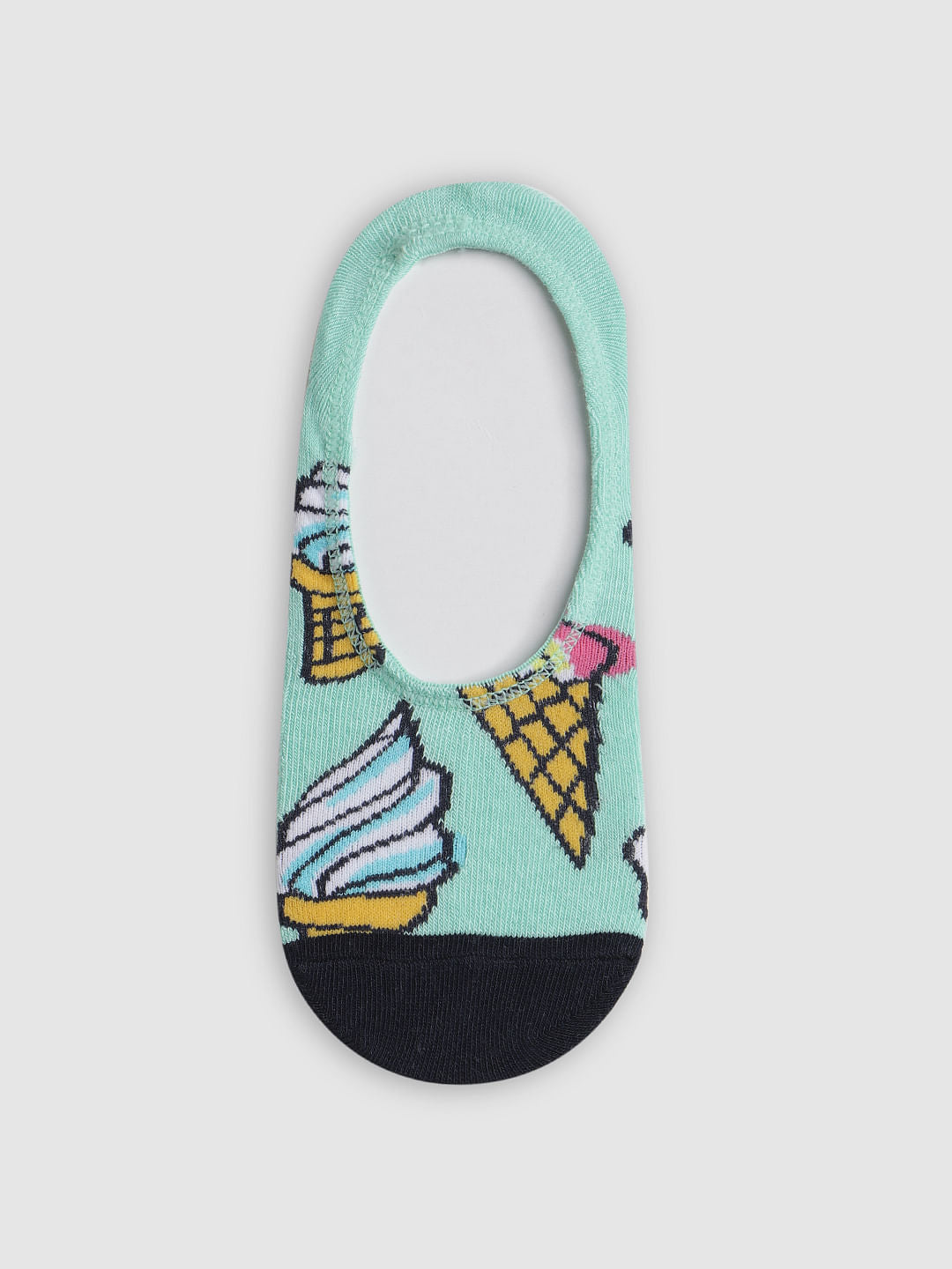 Turquoise Printed No Show Socks - ONE