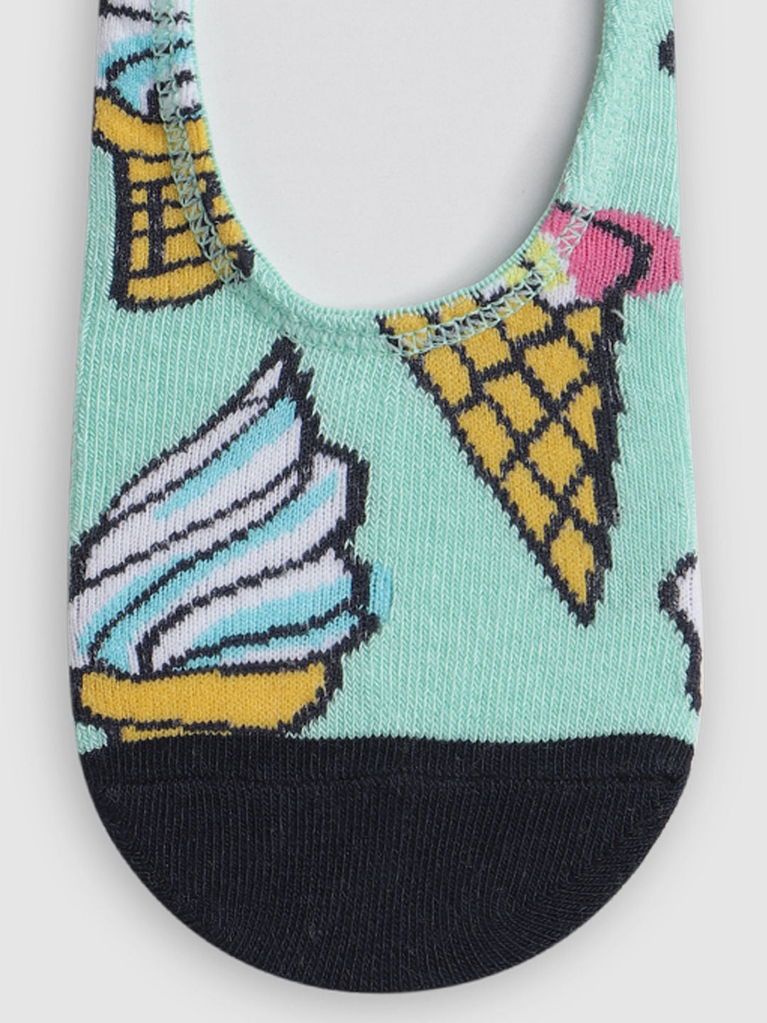 Turquoise Printed No Show Socks