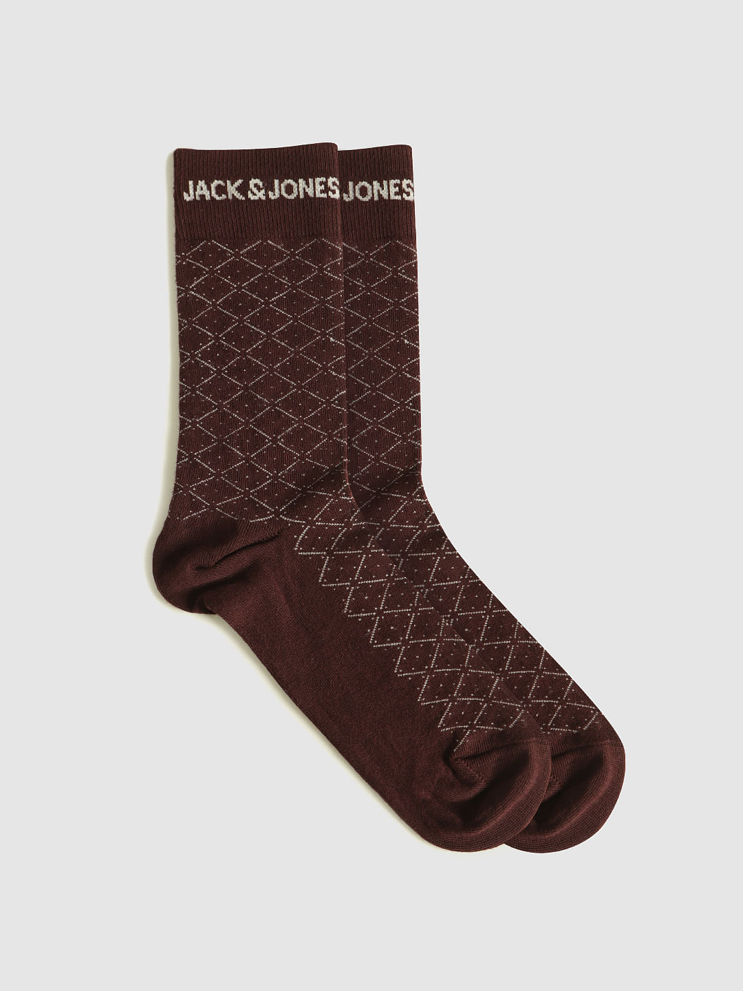 Pack Of Three Printed Mid Calf Length Socks - Grey, Red, Black