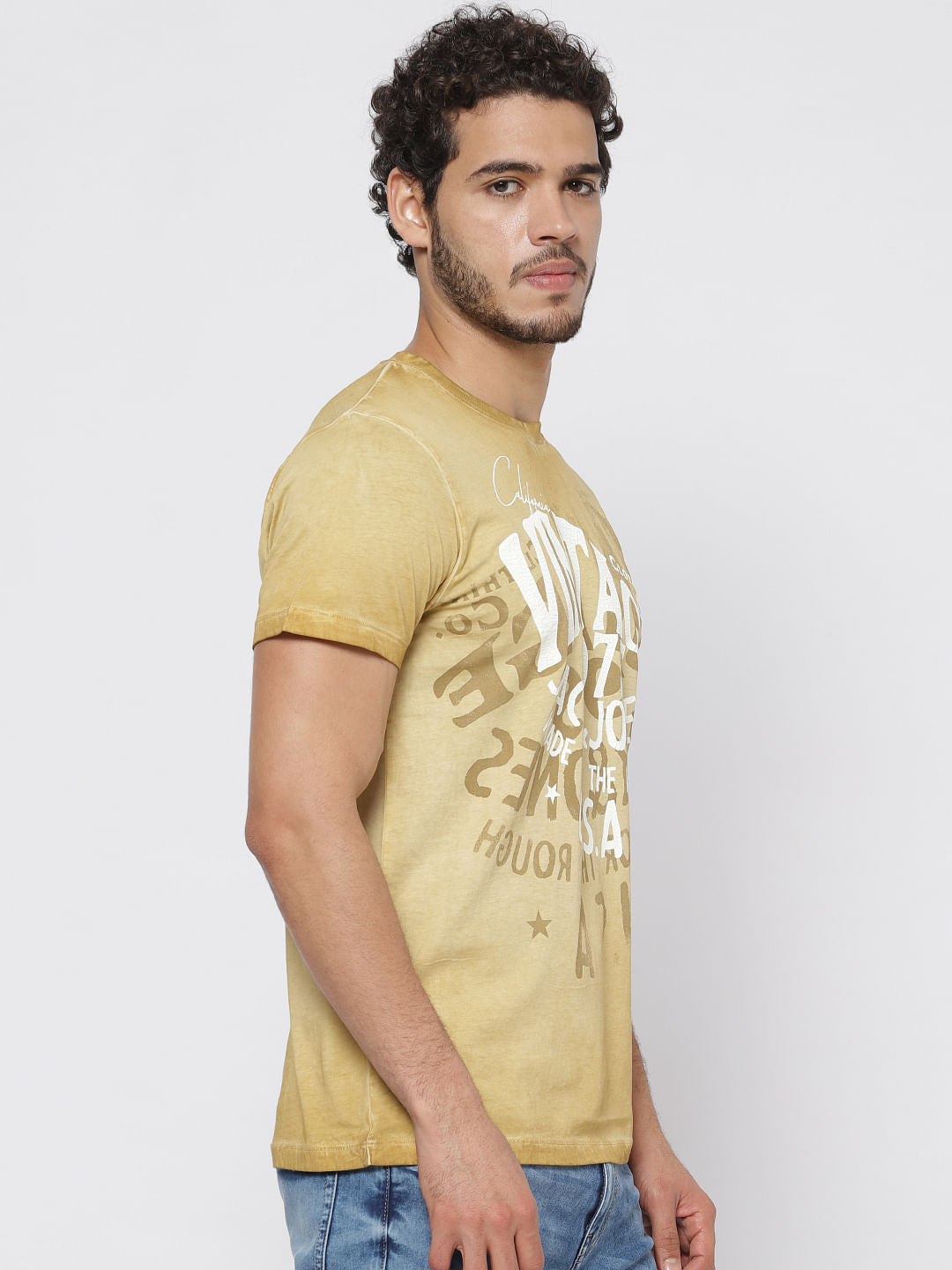 Brown Overdyed Printed T-Shirt