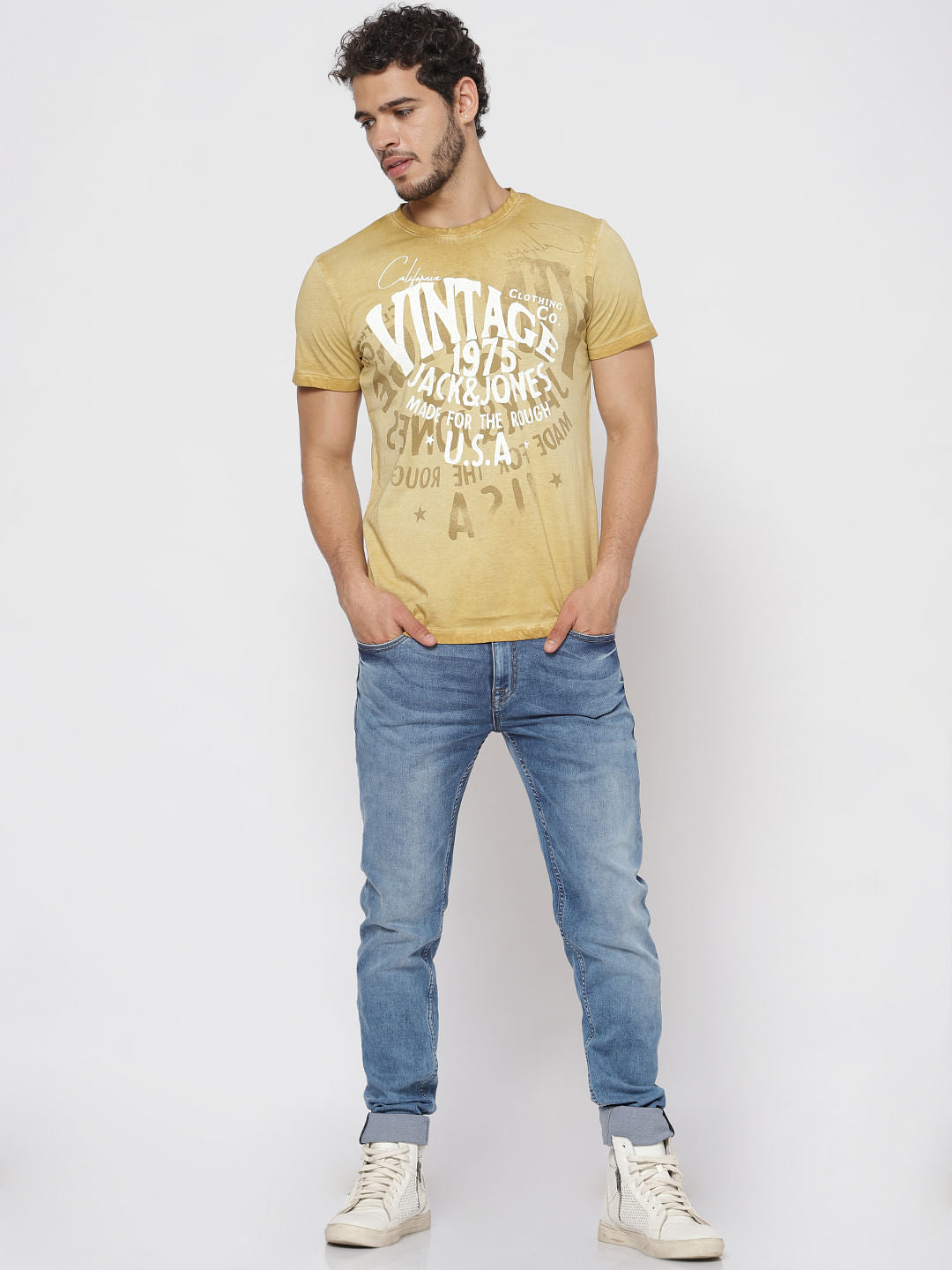 Brown Overdyed Printed T-Shirt