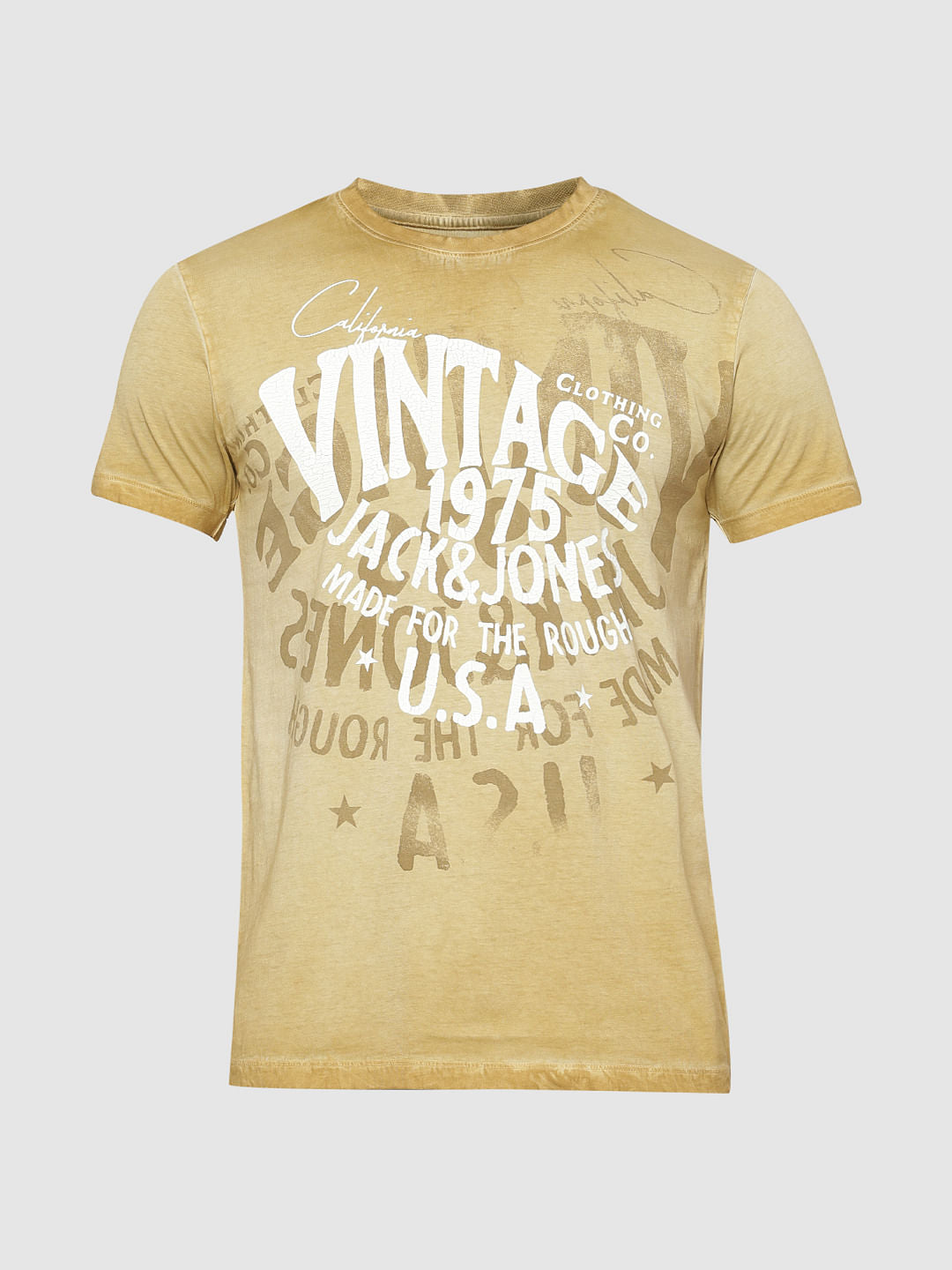 Brown Overdyed Printed T-Shirt