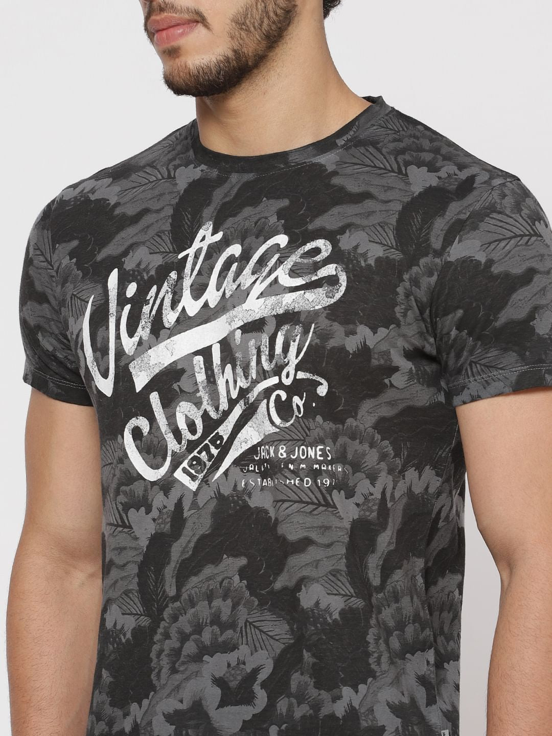 Black All Over Print Crew Neck T-Shirt