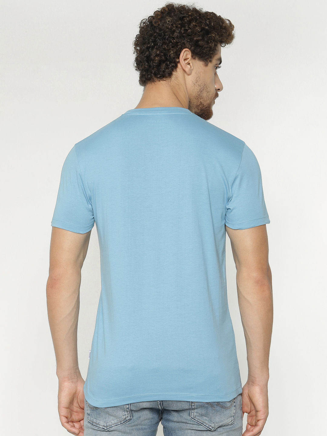 Blue Graphic Print Crew Neck T-Shirt