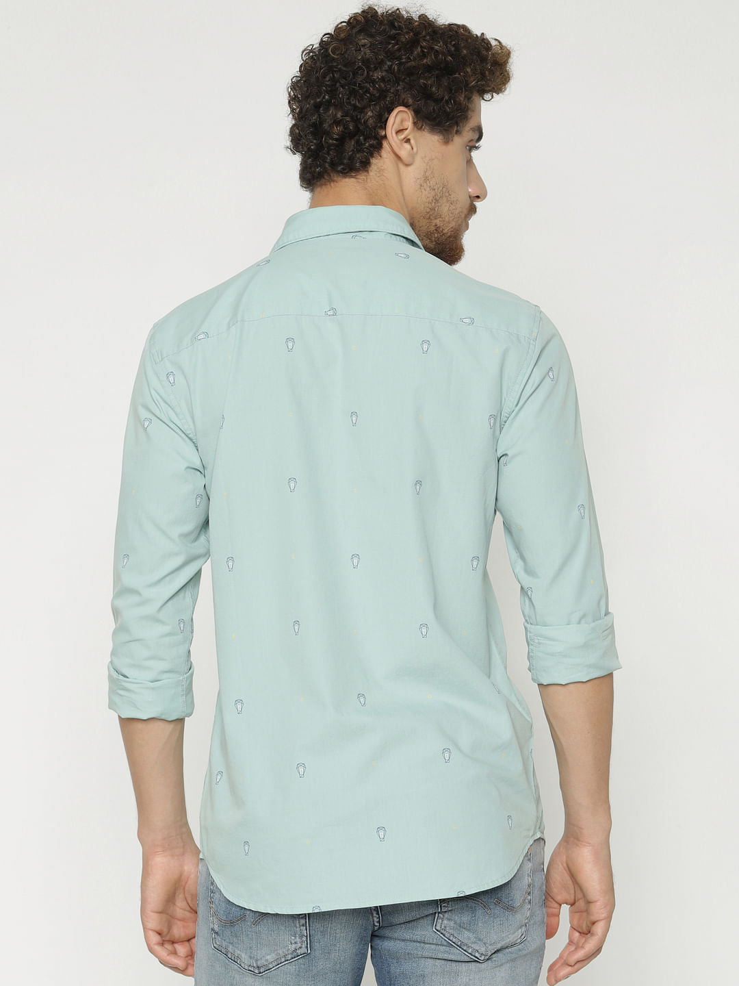 Blue Printed Full Sleeves Shirt