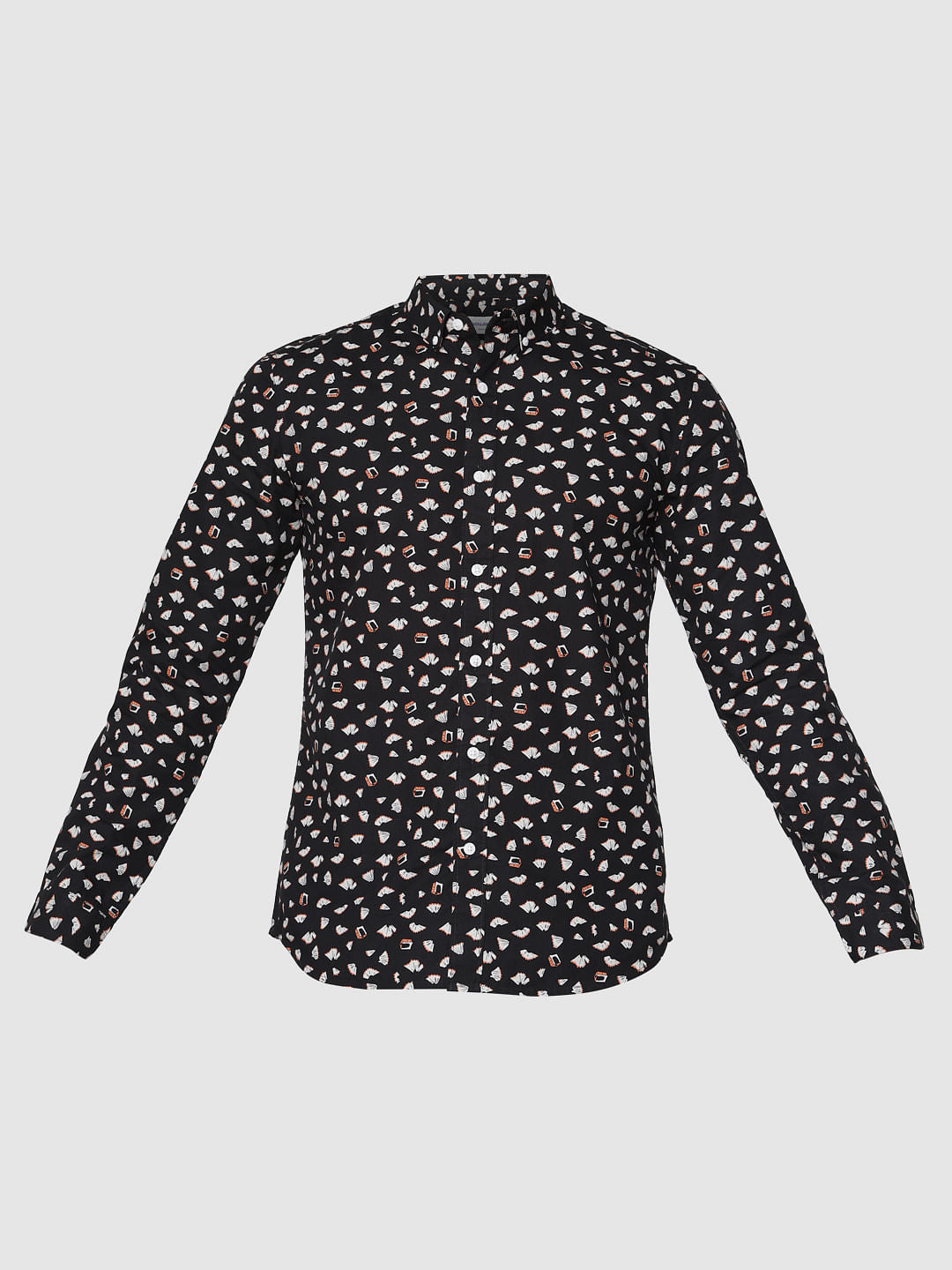 Black All Over Printed Full Sleeves Shirt