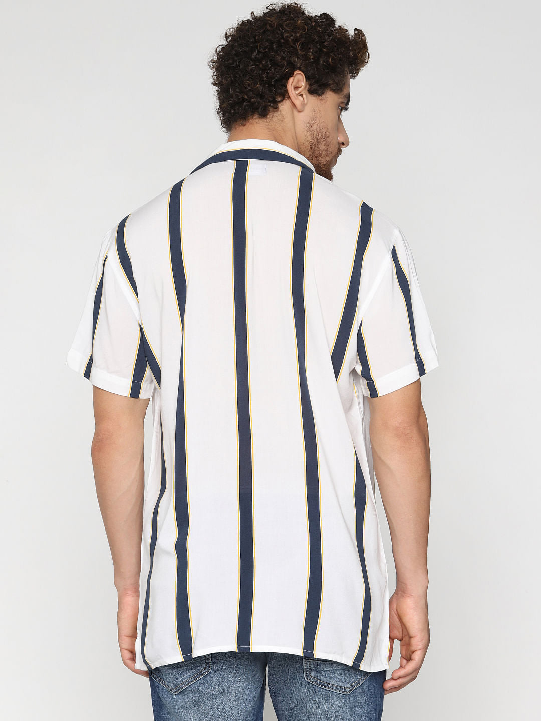 White Striped Short Sleeves Shirt