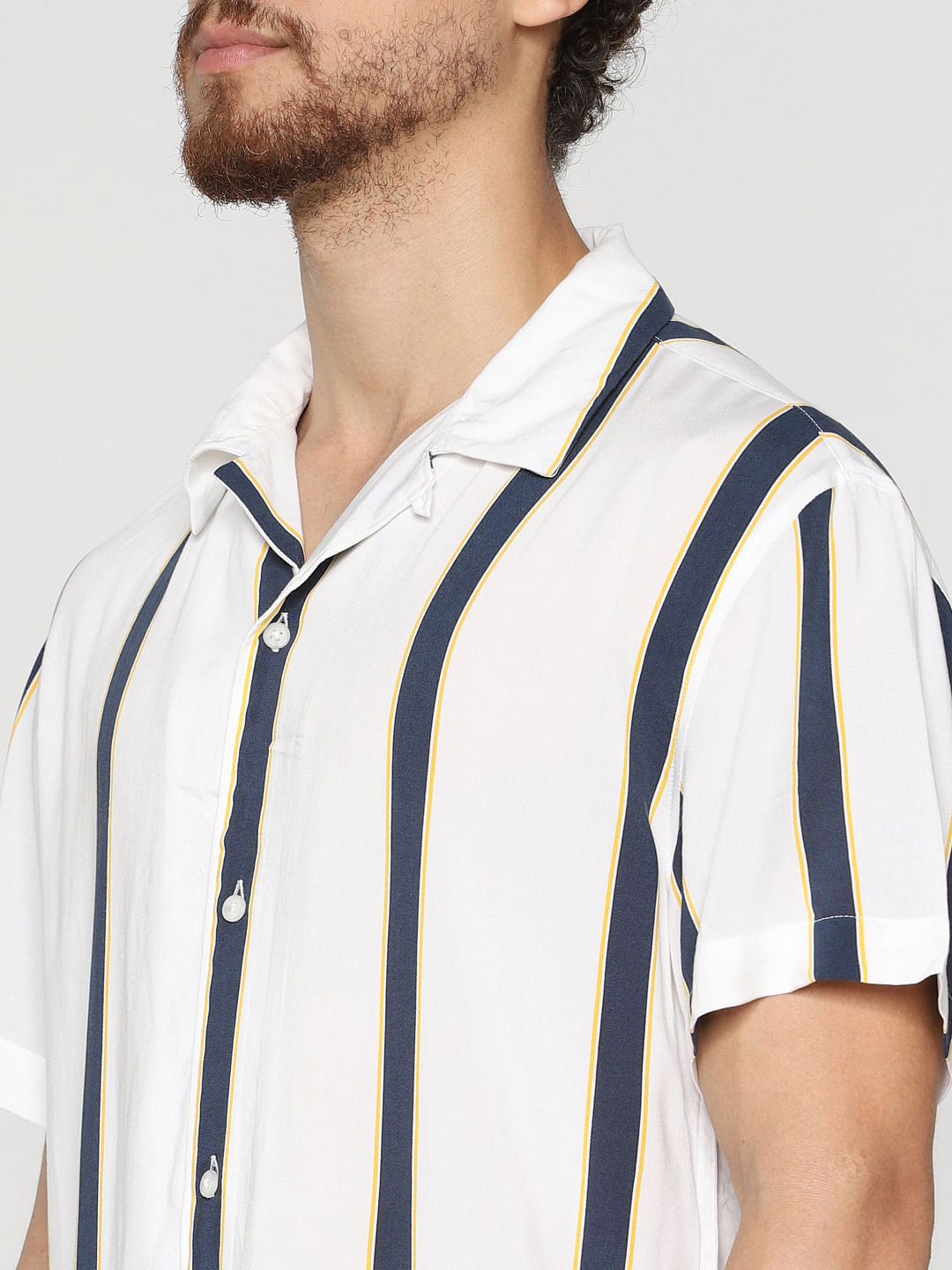 White Striped Short Sleeves Shirt