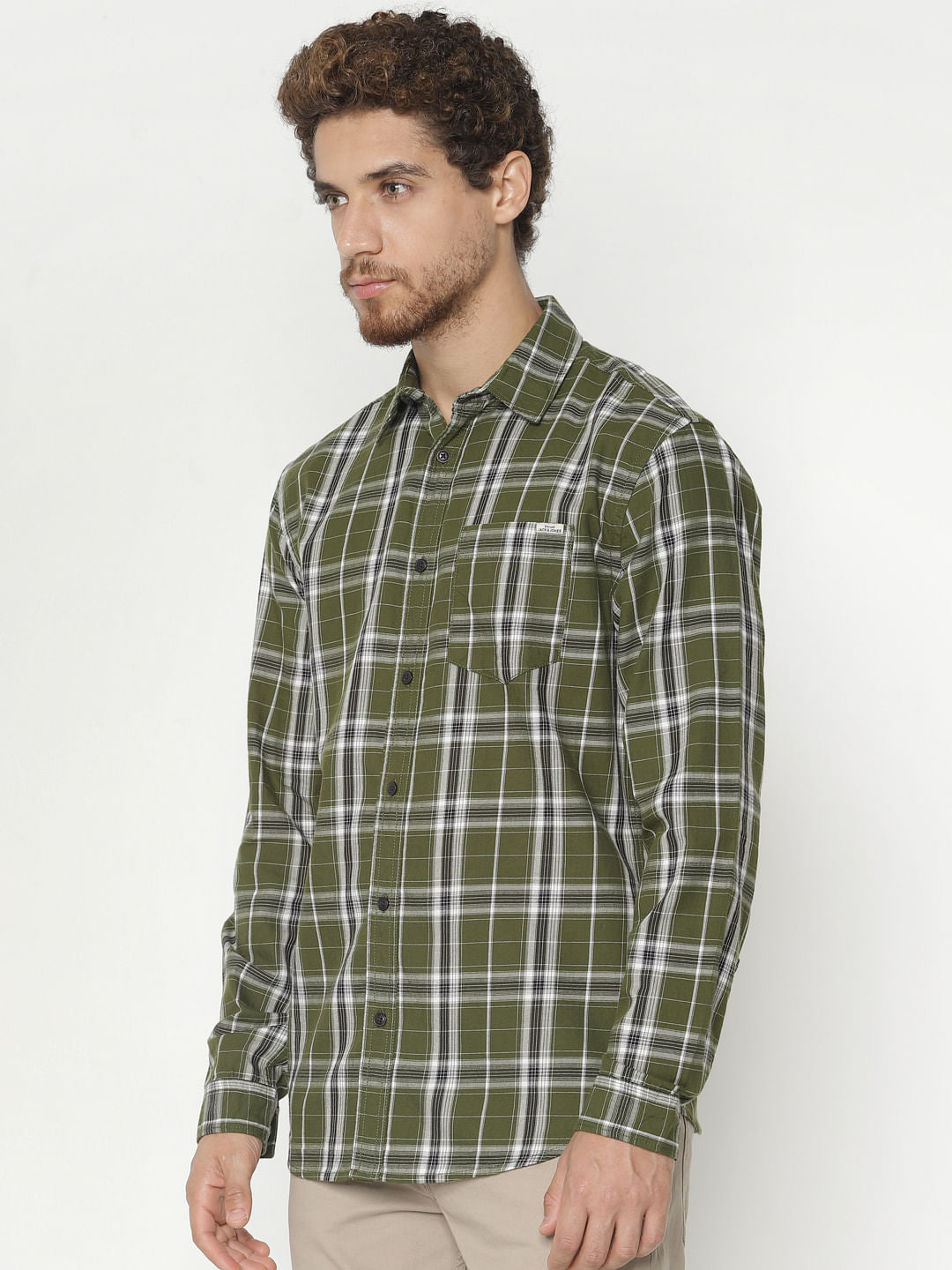 Green Check Full Sleeves Shirt
