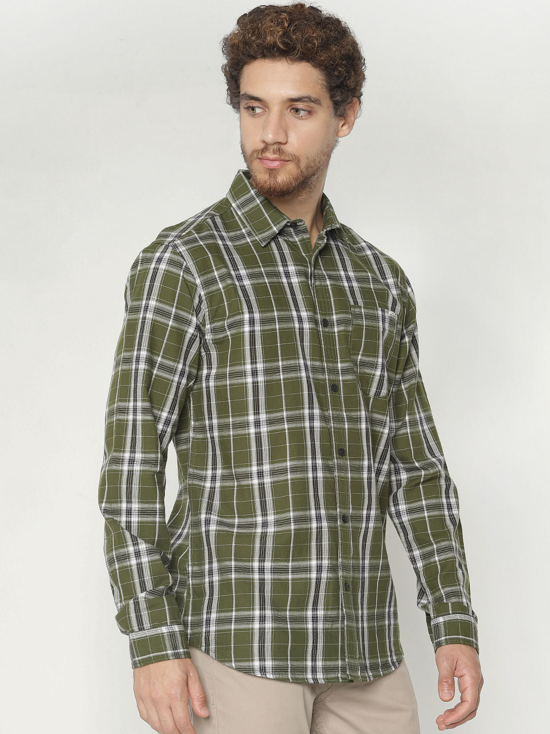 Green Check Full Sleeves Shirt