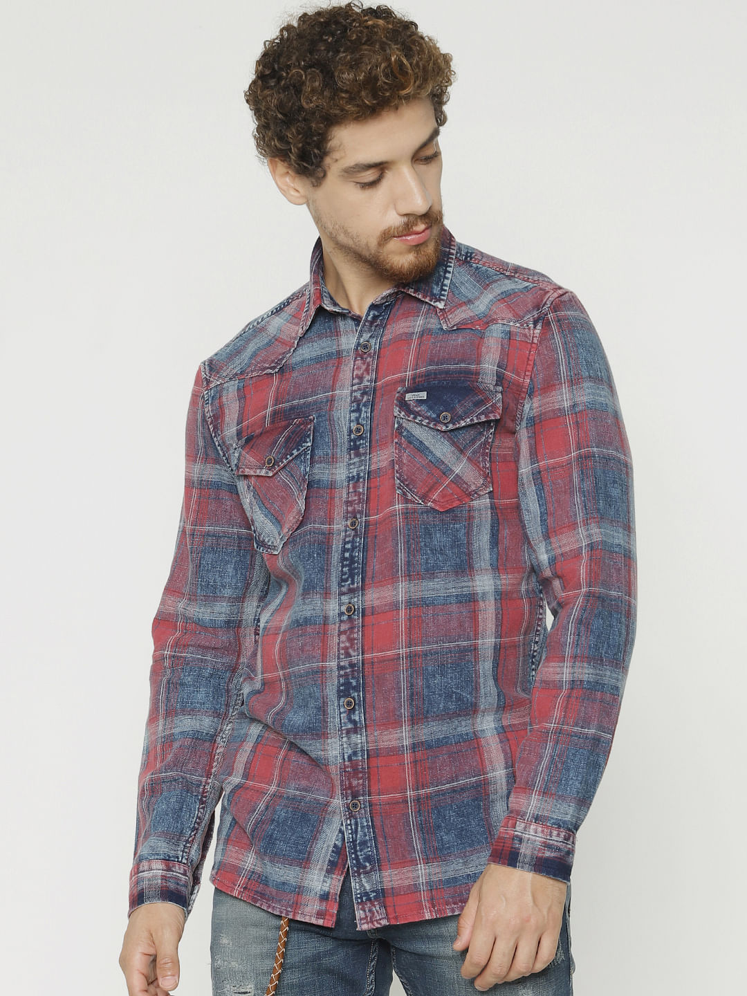 Red Checks Full Sleeves Shirt