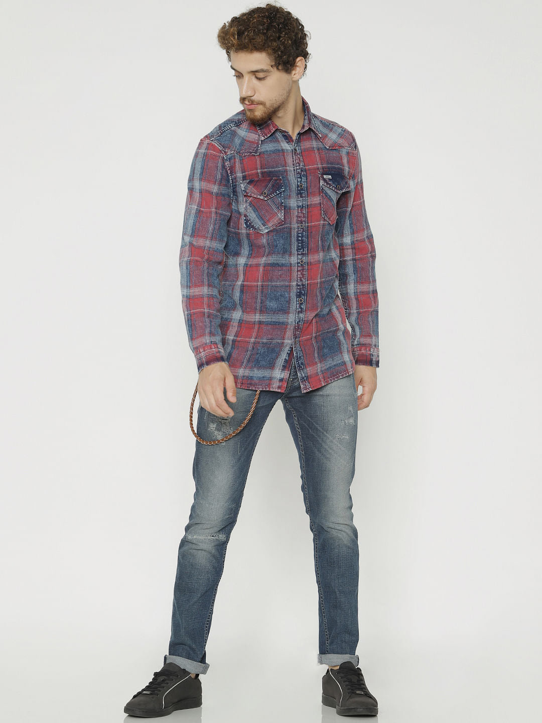 Red Checks Full Sleeves Shirt