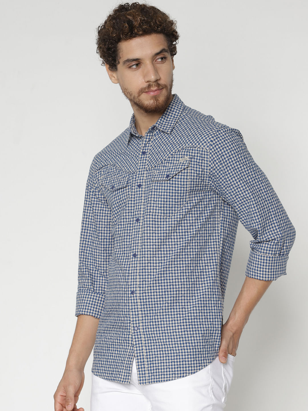 Blue Check Full Sleeves Shirt