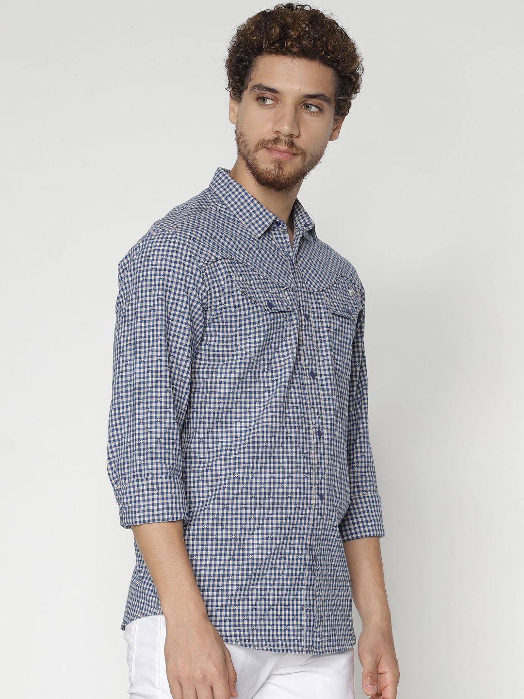 Blue Check Full Sleeves Shirt