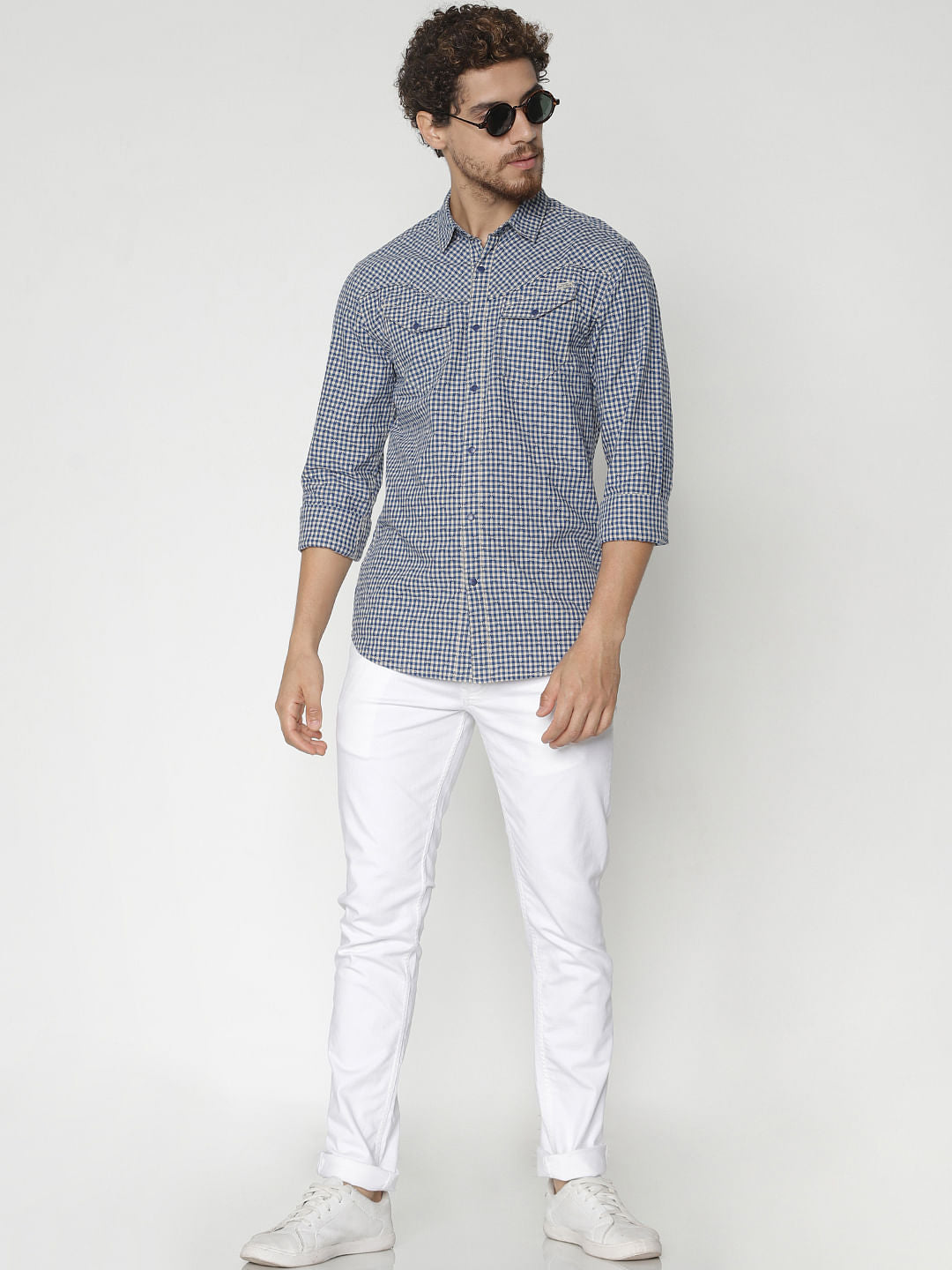 Blue Check Full Sleeves Shirt
