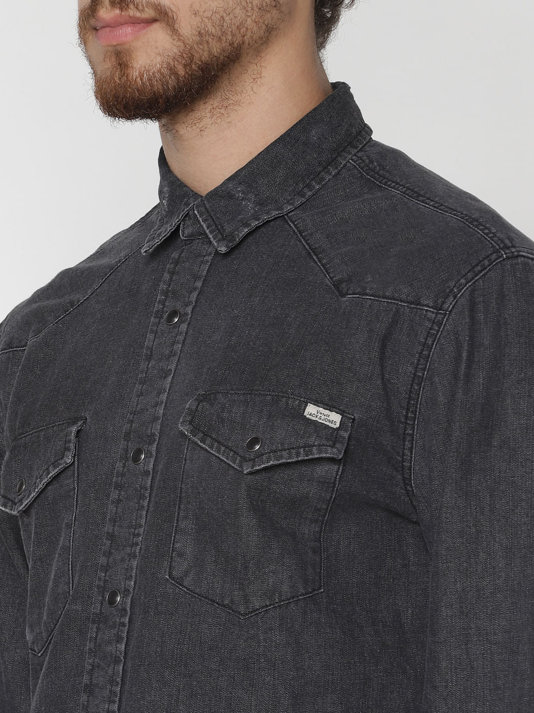 Black Denim Full Sleeves Shirt