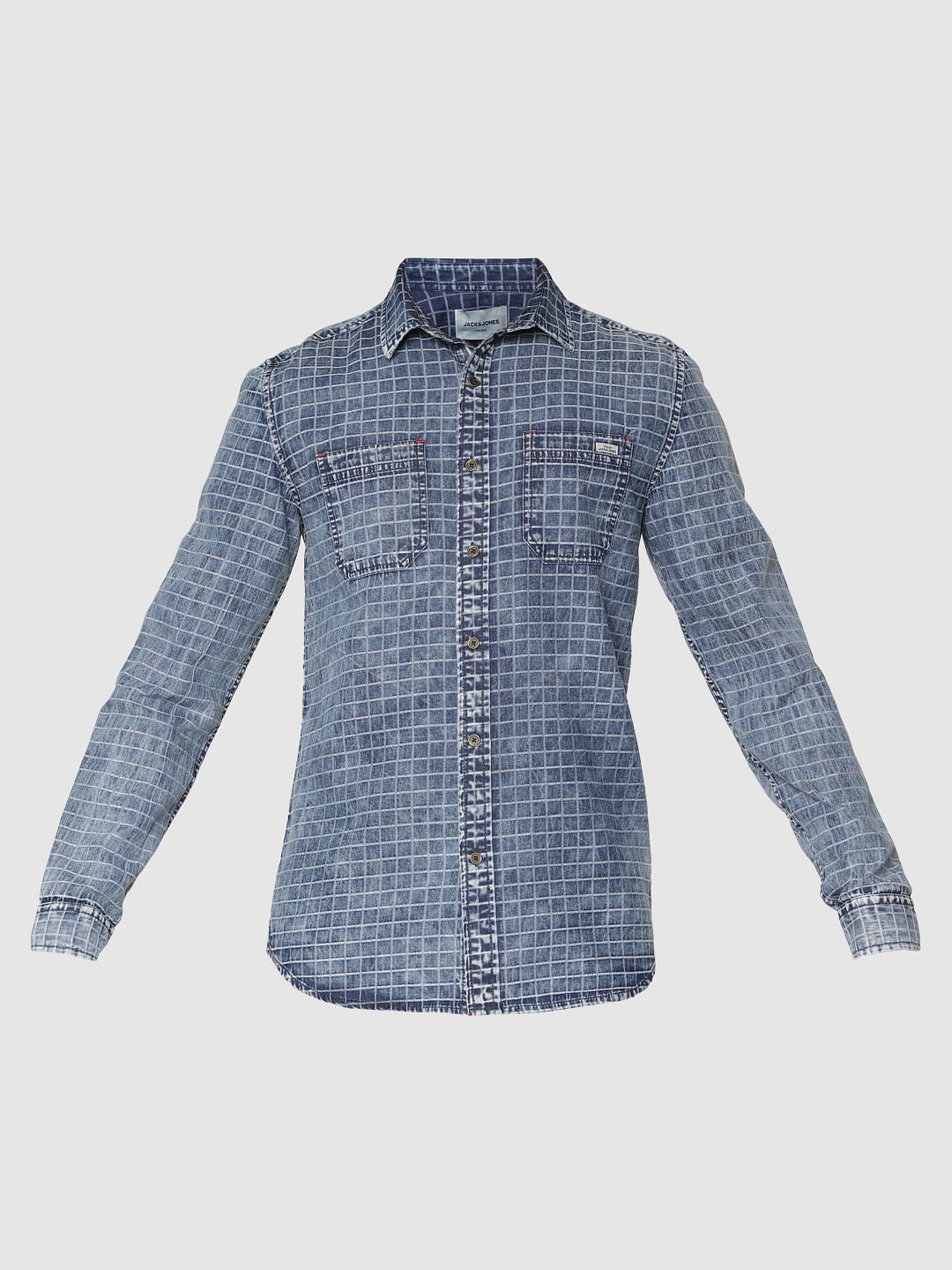 Blue Check Denim Full Sleeves Shirt
