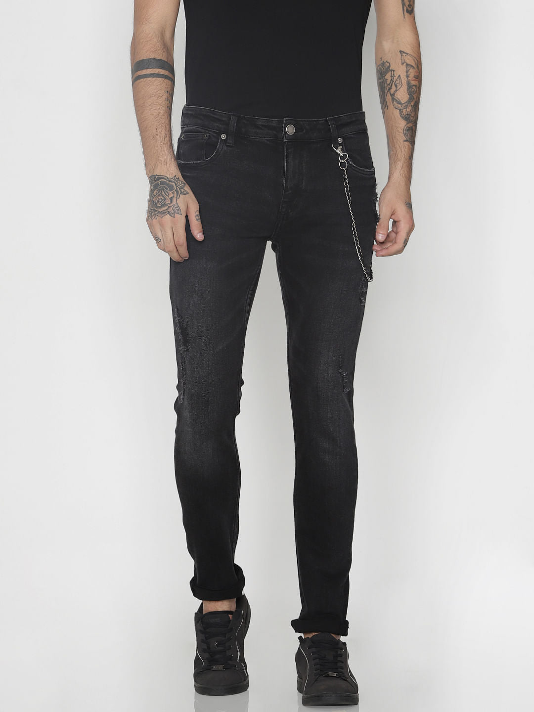 Black Ripped Liam Skinny Fit Jeans - 28/30
