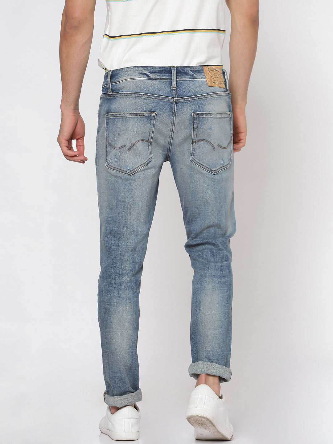Light Blue Faded Distressed Liam Slim Fit Jeans