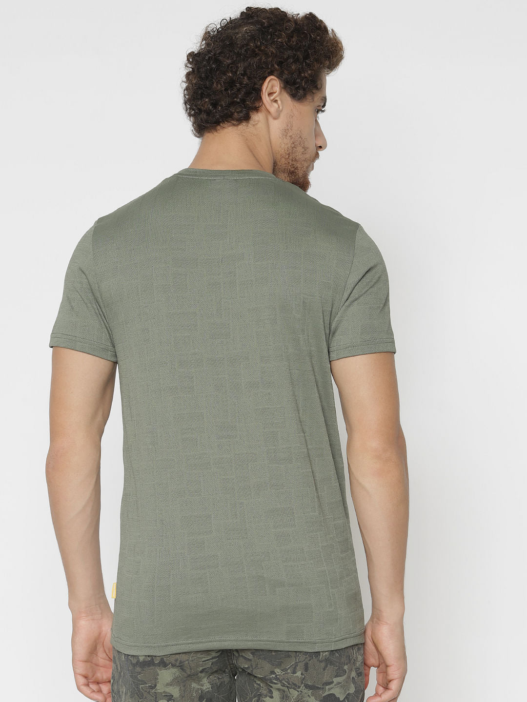 Green Text Print Crew Neck T-Shirt
