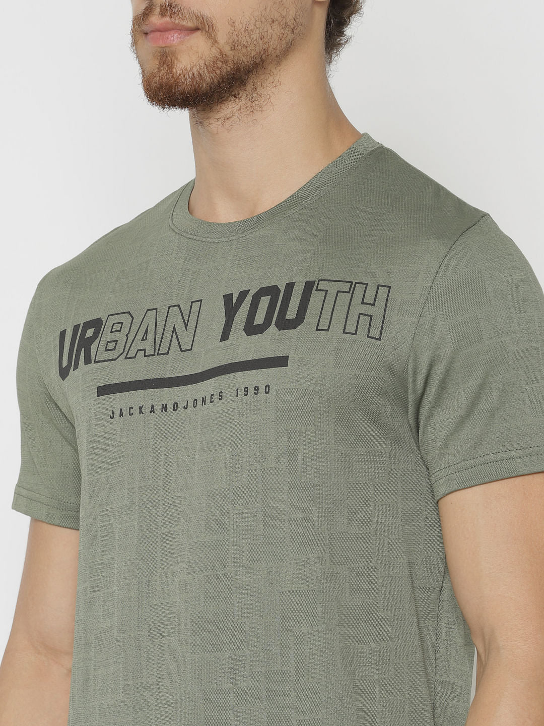 Green Text Print Crew Neck T-Shirt
