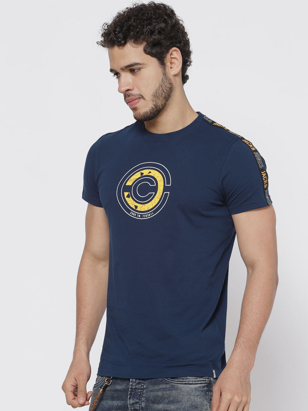 Blue Tape Detail Crew Neck T-Shirt