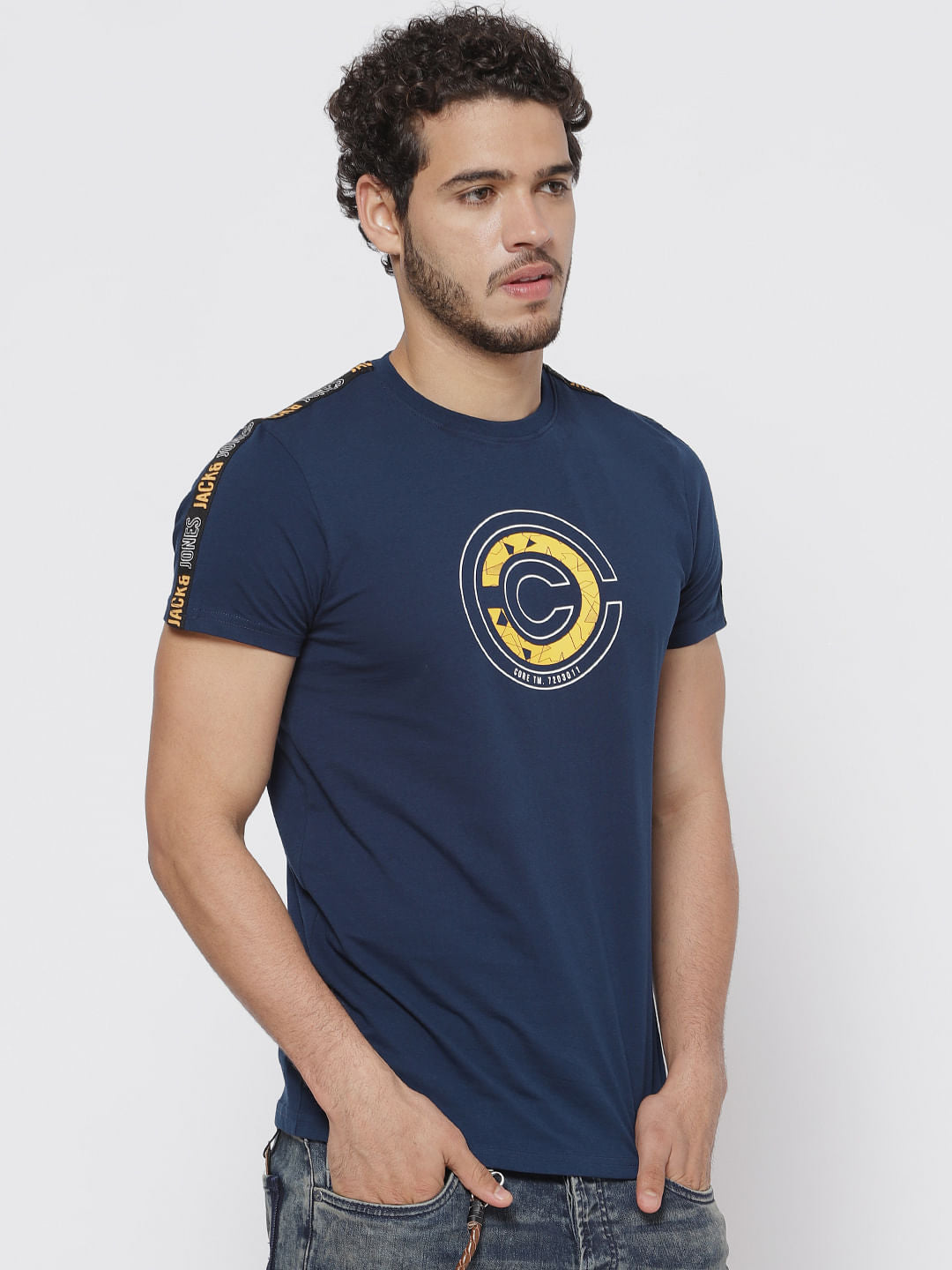 Blue Tape Detail Crew Neck T-Shirt