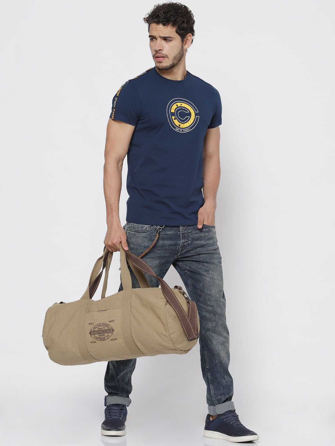 Blue Tape Detail Crew Neck T-Shirt