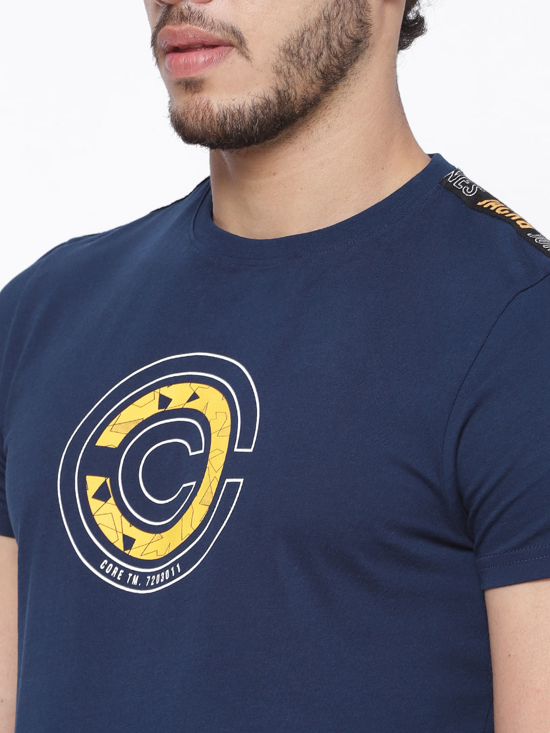 Blue Tape Detail Crew Neck T-Shirt