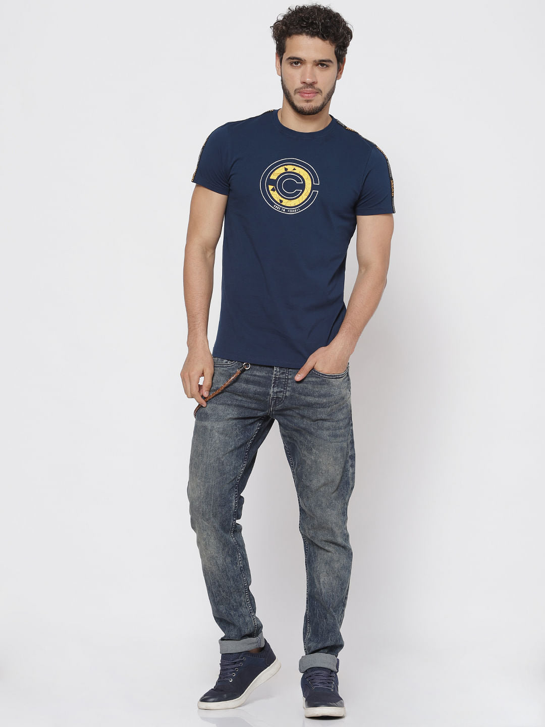 Blue Tape Detail Crew Neck T-Shirt