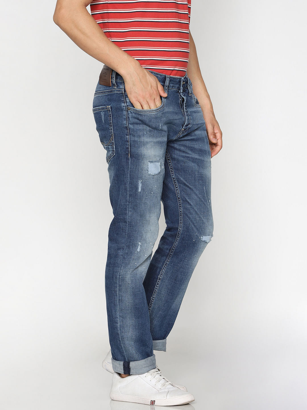 Blue Low Rise Clark Regualr Fit Jeans
