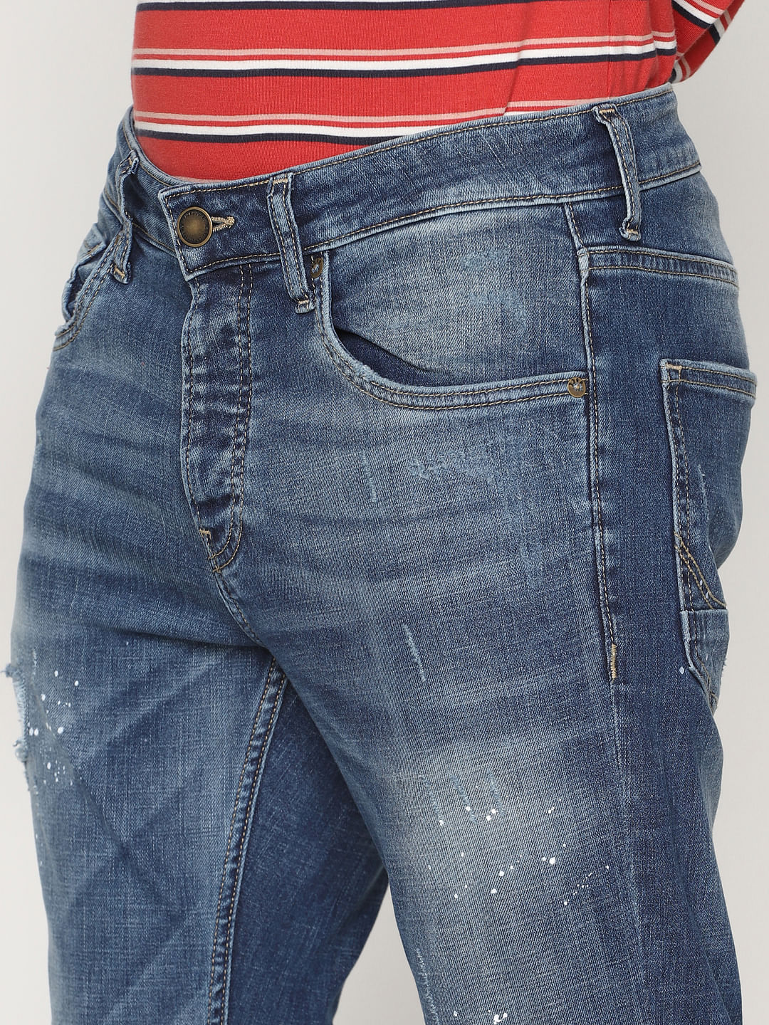 Blue Low Rise Clark Regualr Fit Jeans