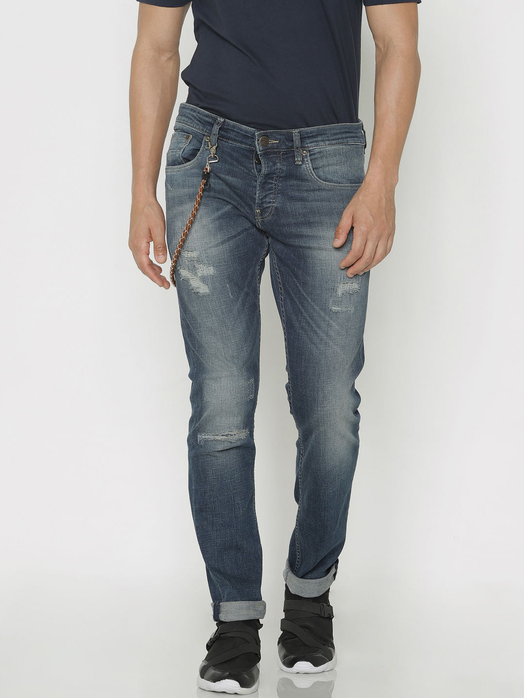 Blue Ripped Glenn Slim Fit Jeans - 28/30