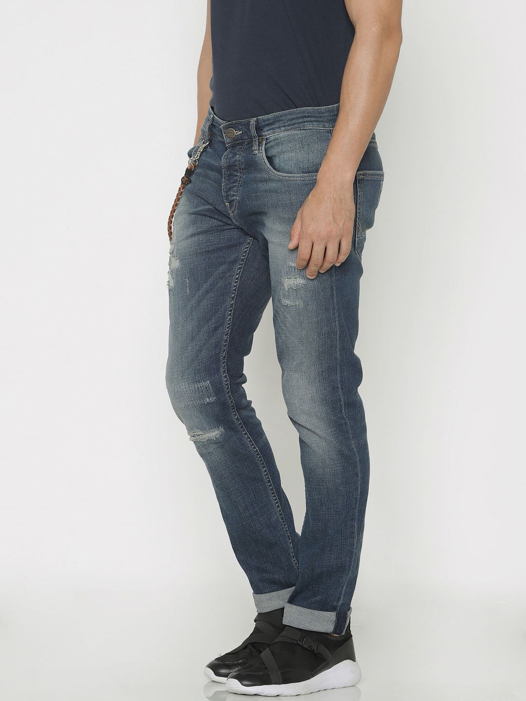 Blue Ripped Glenn Slim Fit Jeans