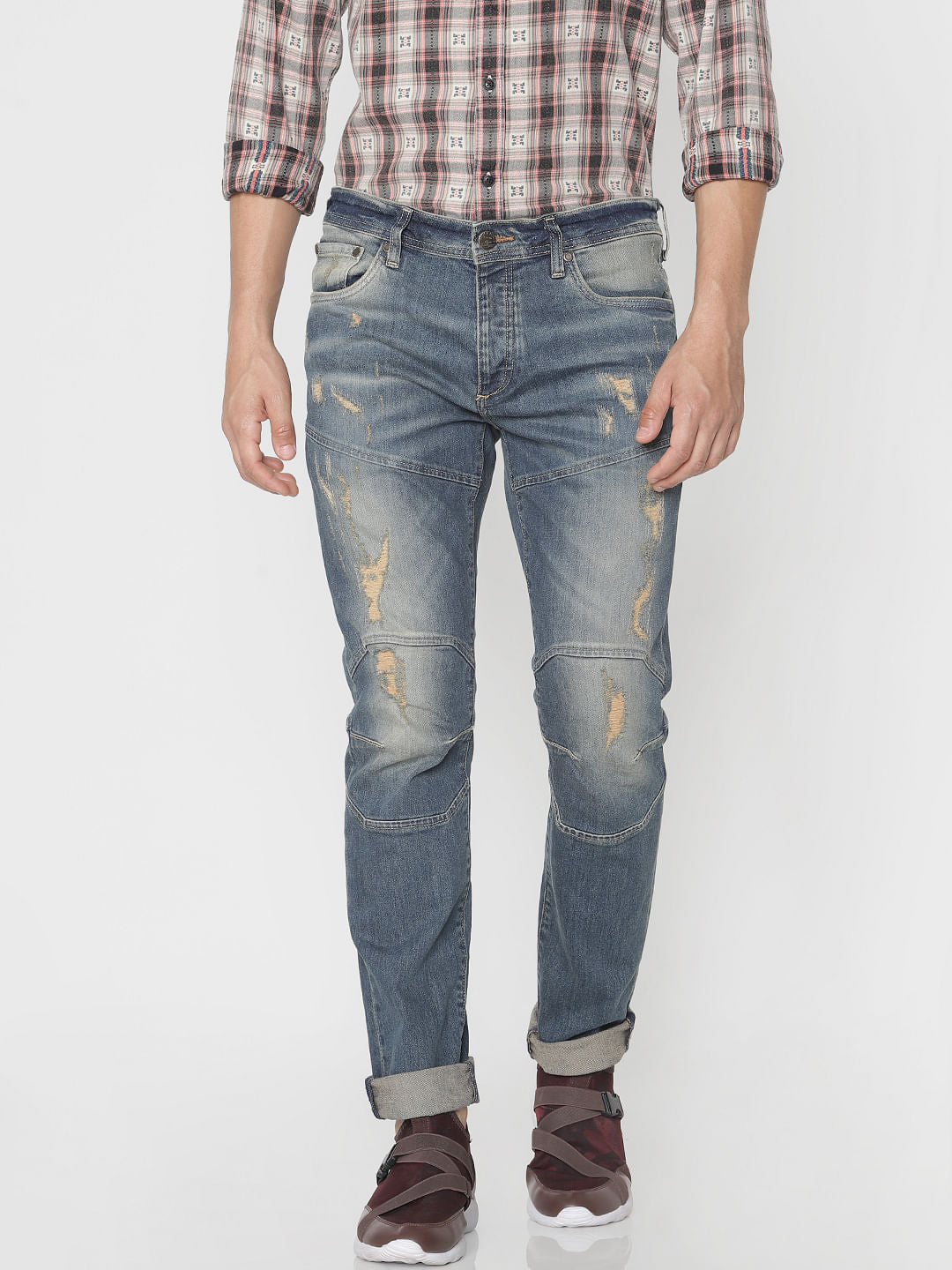 Blue Ripped Tim Anti Fit Jeans