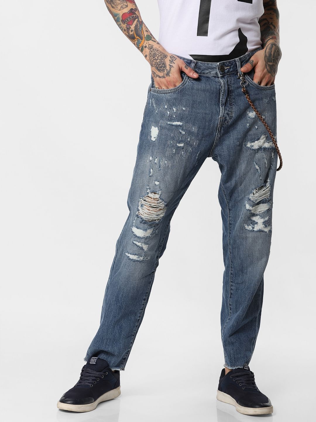 Blue Ripped Fred Anti Fit Jeans