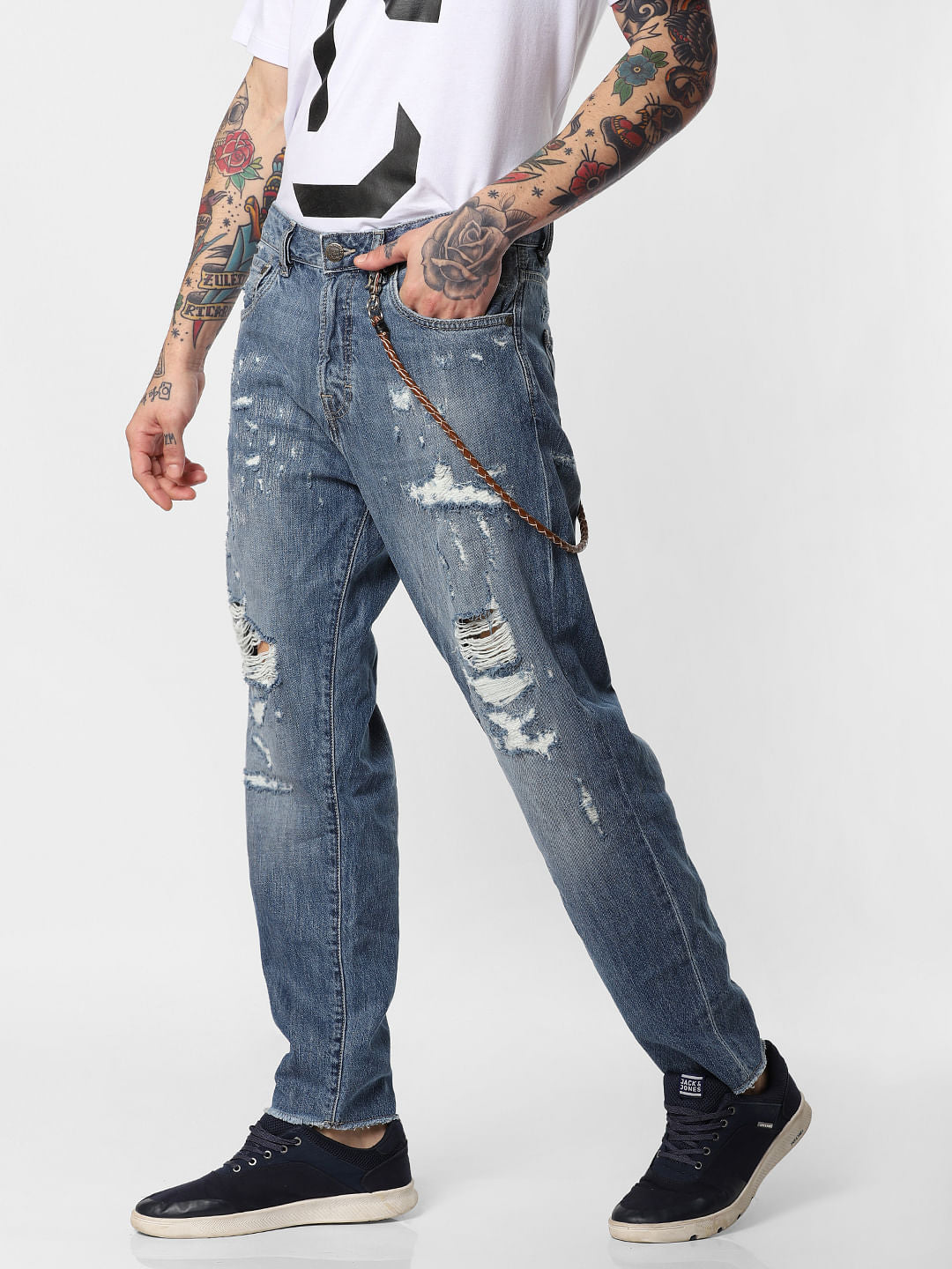 Blue Ripped Fred Anti Fit Jeans