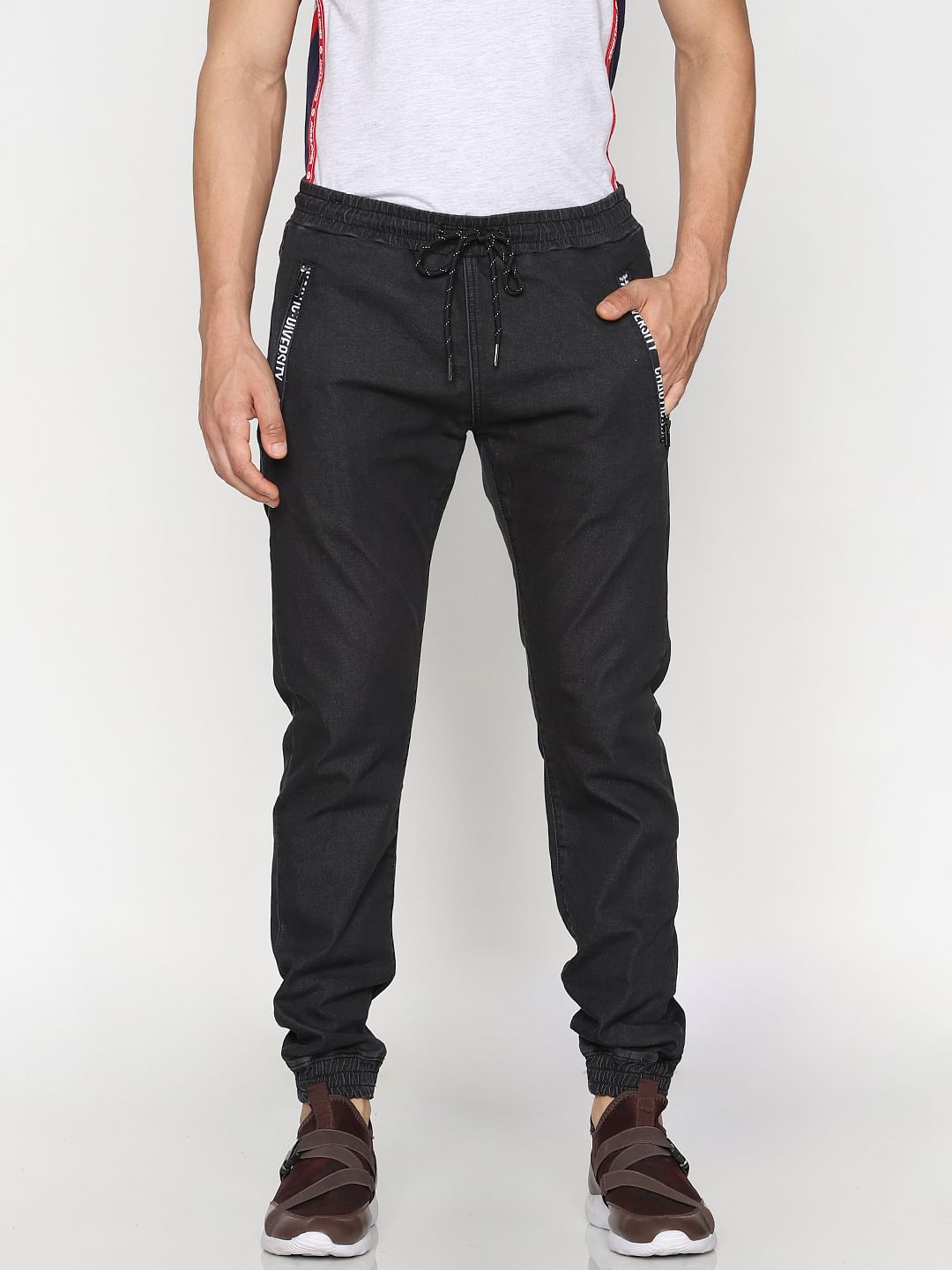Black Drawstring Erik Anti Fit Jeans - 28/30