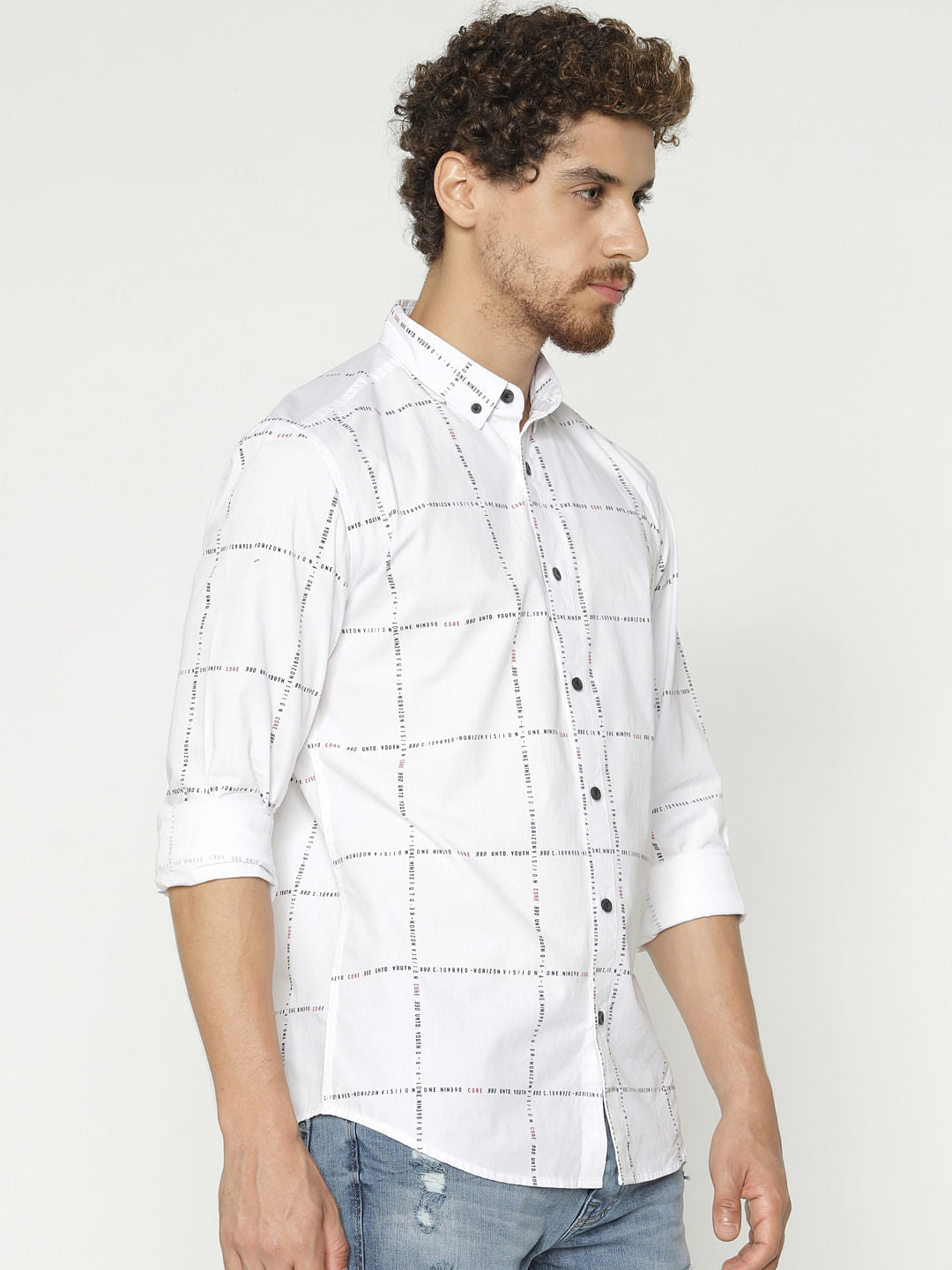 White Checks Slim Fit Full Sleeves Shirt