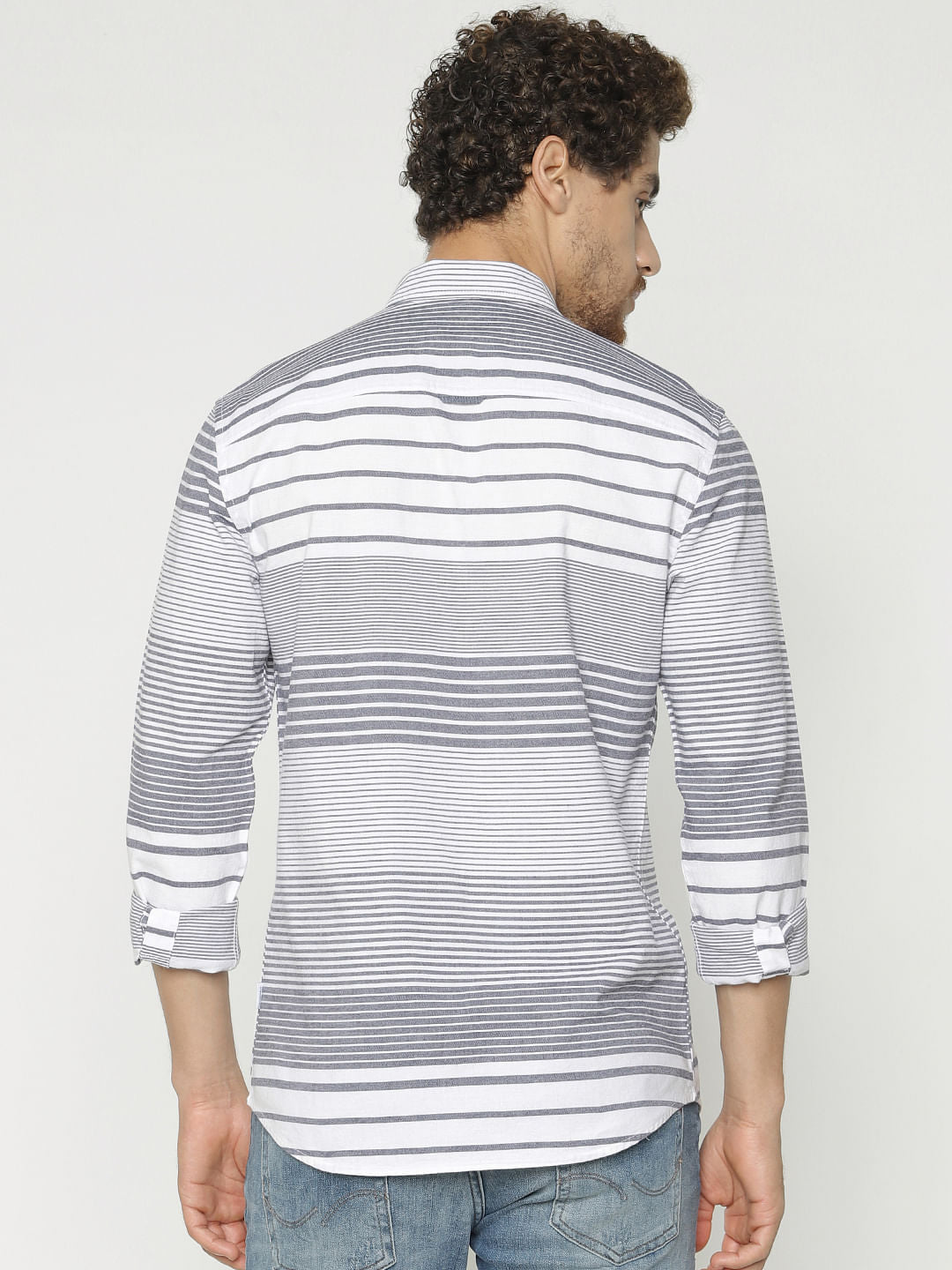 White Striped Slim Fit Full Sleeves Shirt