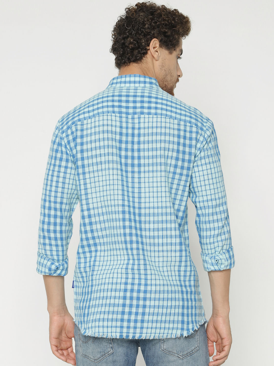 Blue Checks Slim Fit Full Sleeves Shirt