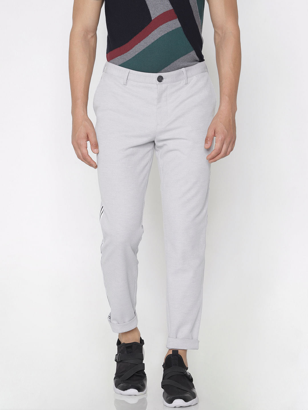 Grey Tape Detail Trousers