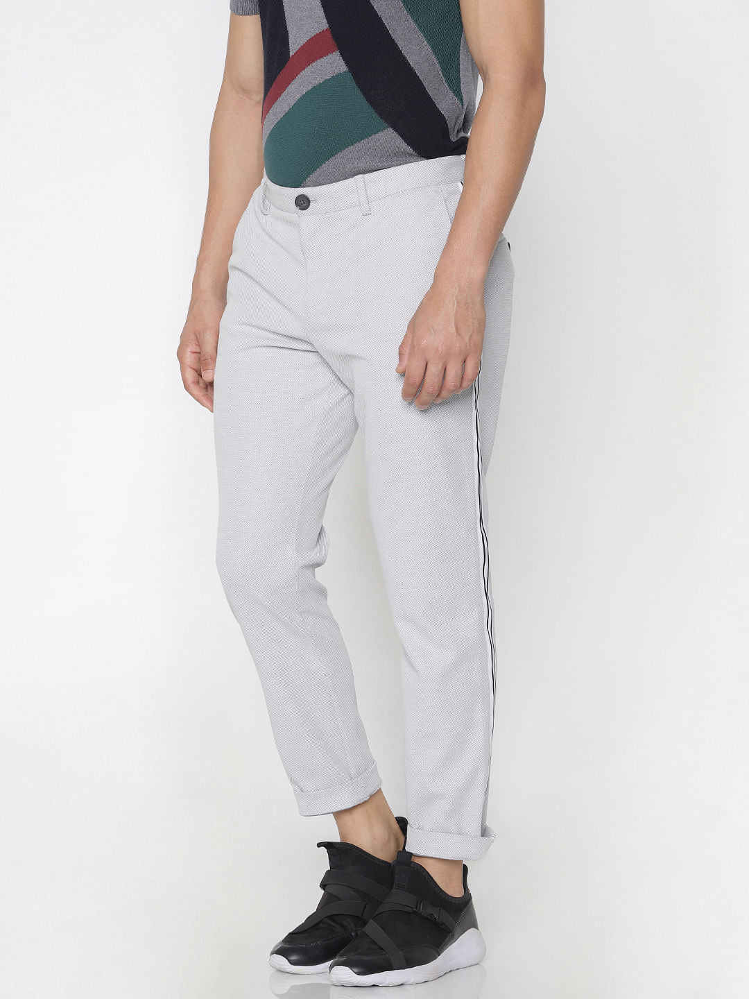 Grey Tape Detail Trousers